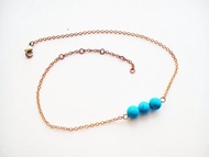 綠松石 Turquoise 3粒裝腳鏈 100%自家設計手工製-Long Vocation系列
