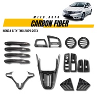 MTTO Honda City Tmo 2009-2013 Exterior Interior Car Carbon Fiber Frame Cover Accessories
