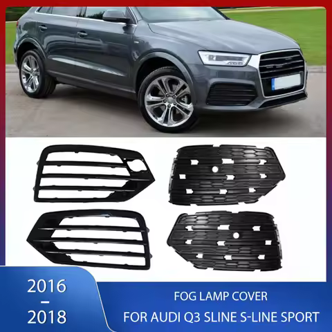Front Bumper Fog Light Grille Cover Lid Grill Frame Plate For Audi Q3 SLine S-Line Sport 2016-2018 8