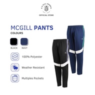MC Gill Sports Pants Men 100% Polyester Long Running Pants with 3 Pockets - Black or Navy