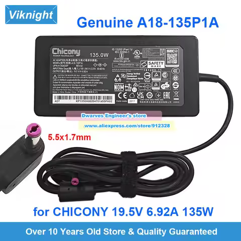 Genuine A18-135P1A AC Adapter 19.5V 6.92A 135W for Acer ASPIRE VX 15 A715-75G A715-74G NITRO 5 N17C2