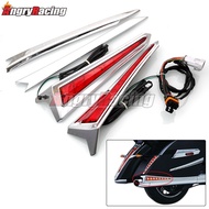 Motorcycle Chrome LED Saddle Bag Saddlebag Side Bag Cover Extensions For Victory Cross Country 2010-