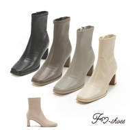 FM SHOES Square Toe Cat Heel Socks Boots