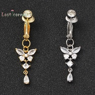 [Lostcorner] Faux Fake Belly Fake Belly Clip On Umbilical Navel Fake Pircing Cartilage Earring Clip 