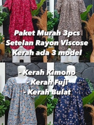 Juwita Batik Store - 3pcs Setelan Wanita Motif Cantik Rayon Viscose Premium Bahan Adem