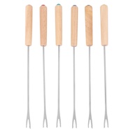 Stainless Steel Color Coding Chocolate Fountain Cheese Fondue Forks with Oak Wood Handle Heat Resistant, Skewers Marshmallow Roasting Sticks, 9.5Inch