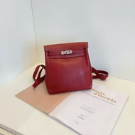 Hermes愛馬仕 經典kelly ado 復古磚紅色 後背包 框D