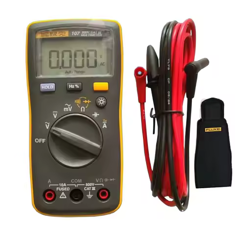 Fluke 107 Pocket Digital Multimeter AC/DC Voltage Current Tester with Ohm, Capacitance, Hz Measureme