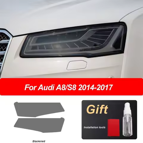 2 Pcs Car Headlight Protective Film Self Healing Transparent Black TPU Sticker For Audi A8 D4 4H D5 