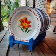 Piring Makan Seng (Enamel) Motif Bunga Ukuran 22 Cm (1 Lusin)