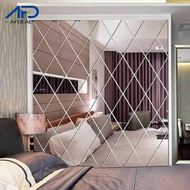 Mirror Wall Stickers Diamonds Shape Decorative Wall Mirrors Sticker DIY TV Background Wall Stickers