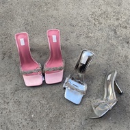 Stunning Square-toed High Heels with Shimmering Rhinestones for Summer 2024