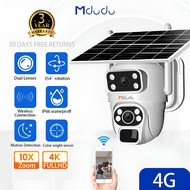 Mdudu CCTV Camera with Battery 4G SIM Card Color Full HD 15MP Dual Screen with Solar Battery Detect 