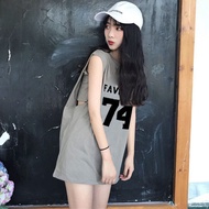 中长款假两件无袖t恤女夏宽松BF风复古外穿背心ins潮上衣服防走光73xb4lbc321.my260409