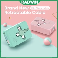 4in1 Retractable USB Type C Micro USB Cable for i Phone 13 12 11 Pro Max With Phone Stand 3in1 2in1 