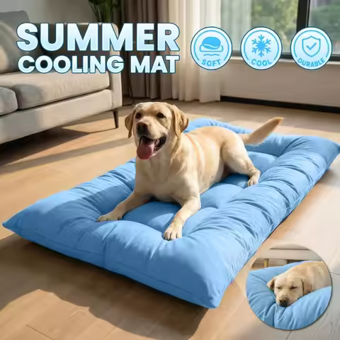 Extra-Large Summer Cooling Mat Dog Sofa Bed | Ultra-Soft, 8 Compartments, Extra-Large Plush Dog Sofa