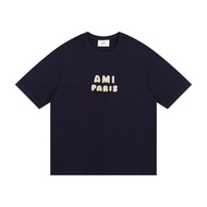 Authentic 2025 Ami Paris Simple Love Letter Summer Mens And Womens Cotton Short Sleeve T-shirt Intim