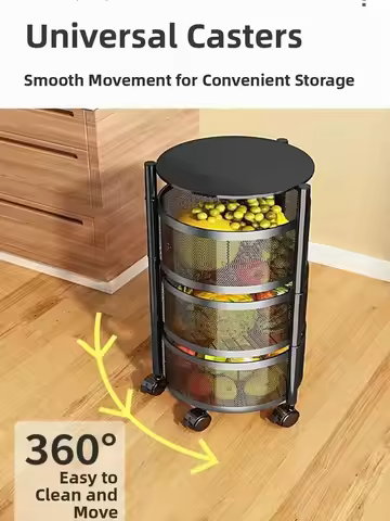 Home Use Rotating Multi-Layer Mobile Storage Ra Frie Vegetable Fruit Storage elf Kitchen Organizatio