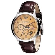 Chris 精品代購 EMPORIO ARMANI 亞曼尼手錶 AR2433 男款 手錶 腕錶 棕色鏡面  歐美代購