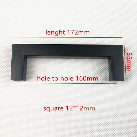 hole spacing 160mm 12*12mm Matt Black Cabinet Handle Square Bar Stainless Steel Kitchen Door Knob Fu