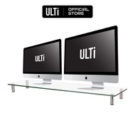 ULTi Premium Tempered Glass Monitor Stand Riser Shelf, Height & Tilt Adjustable for 2 Screens, Lapto