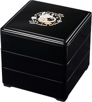 Cooking Lacquer 6.5 inches (6.5 cm), Black, Rabbit Kotsuchi (Inner Black) Deep Type, 3-Tier H-161-36