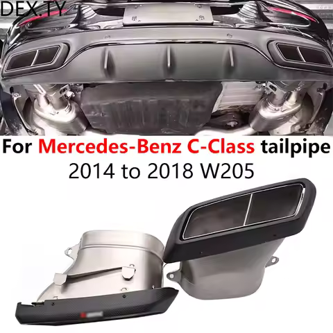 1 pair for 14-18 Mercedes C-Class W205 AMG C63S rectangular exhaust pipe Upgraded carbon fiber AK mu