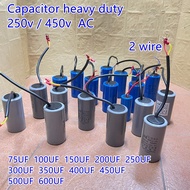 CD60 CAPACITOR HEAVY DUTY 2WIRE 2TERMINAL PIN BIG MACHINE 250VAC 450VAC 75UF 100UF 150UF 200UF 300UF