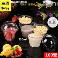9OZ Disposable PET Ice Cream Cup Transparent Plastic Ice Cream Mousse Cup Yogurt Smoothie Cup with L