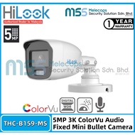 HiLook THC-B159-MS 5MP 3K ColorVu Audio Fixed Mini Bullet Camera