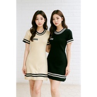 Mareey - Quince Korean Midi Line Dress Casual Short Sleeve Dress (SAK)