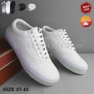 Vans OLD SKOOL Shoes Full White High Quality Premium Sneakers Men &amp; Women