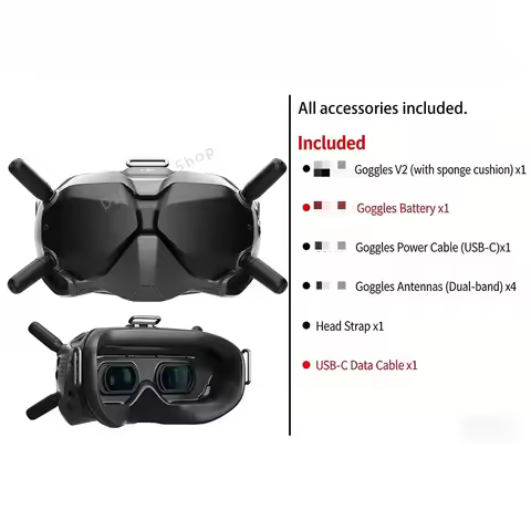 Original DJI FPV Goggles V2 with Battery – HD Low Latency 110min Flight Time Used 96%NEW All Accesso