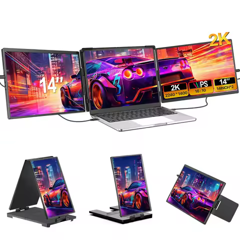 EVICIV 2K Laptop Screen Extender 14" QHD 1440P Portable Triple Monitor with 180° Automatic Rotation 
