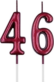 46th & 64th Birthday Candles, Red Number 46 64 Candle for Cake, Happy Birthday Cake Topper Decoratio