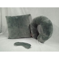 Combo Backrest Pillows, Neck Pillows, HALI Eyepatches, (Gray)
