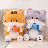 Cat Holding Fish Teddy Bear - High Quality Soft Fur Teddy Bear - Big City Bear Cat Plushie