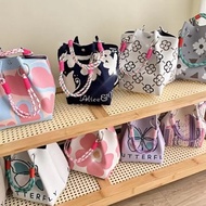 Girls Japanese and Korean style bucket bag cute knitted handbag large capacity dopamine bucket bag