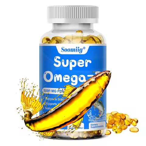 Wild Caught Super Strength Omega 3 Fish Oil 120 Softgels 5500mg High EPA 1200mg DHA 900mg Non-GMO Gl