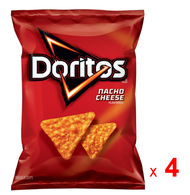 DORITOS แผ่นข้าวโพดทอดกรอบ โดริโทส รสเนยแข็ง นาโช ชีส ทอร์ทิลล่า ชิพส์ ชุดละ 4 ซอง ซองละ 198 กรัม / DORITOS Nacho Cheese Flavored Tortilla Chips - Set of 4 Packs - 4 x 198 G.