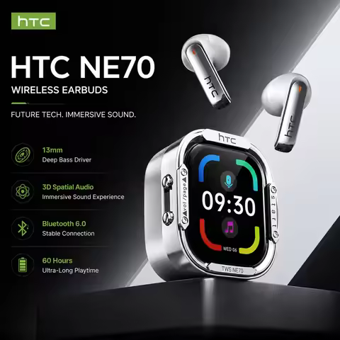 HTC NE70 Earphones Bluetooth V6 TWS AI Translator Earbud Noise Reduction Game Wireless Headphones Wi