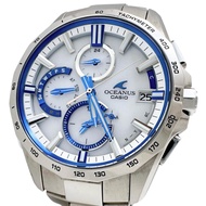 CASIOOCW-S4000F Oceanus 藍牙手錶，鈦金屬錶殼，太陽能動力，電波校時，白色/藍色錶盤/銀色錶帶，男款 [二手]