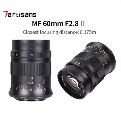 7artisans 60mm F2.8 II 1:1 Magnification Macro Lens For Canon EOS-M Sony E Fuji FX Micro 4/3 Mirrorl