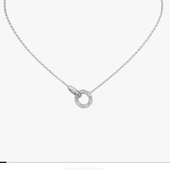 Cartier 卡地亞 love 白金 雙環 圓餅 滿鑽 項鍊  附 證書 盒