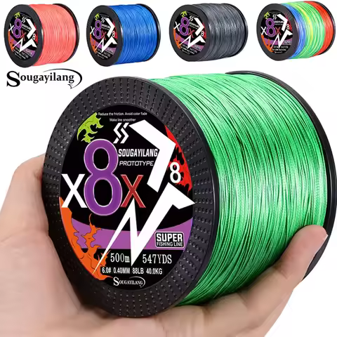 Sougayilang Braided Fishing Line X4 X8 100/300/500 Max Drag 66LB Multifilament PE Line for Bass Pike