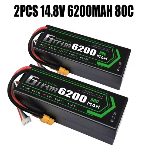 GTFDR Lipo 4S Battery 14.8V 6200mah 80C T Deans XT60 EC5 XT90 XT90-S Hard Case For 1/10 1/8 Buggy Ca
