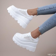 2022 NEW White Wedge Sneakers Shoes Platform Breathable Hollow Shoes Chunky Platform Heel Pumps Shoe