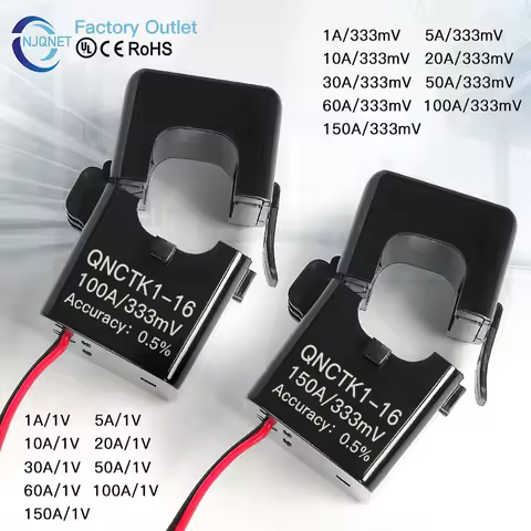 QNCTK1-16 100A 333mV 150A 1V QNCTK1-10 50A 333mV 30A 1V Split core current transformer sensor clamp 
