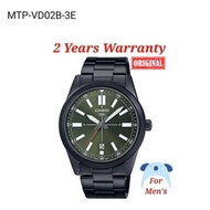 [2YEARS WARRANTY] Casio MTP-VD02B-3E Men Youth Black Stainless Steel Band Watch MTP-VD02B MTPVD02B M
