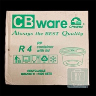 TAPAU - CHUNBE CB WARE R4 (10 X 100set) 4OZ Round Microwave Container / Food Container With Lid 4 OZ